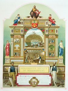 Emblème commercial de la Société amalgamée des menuisiers, 1860 - English School