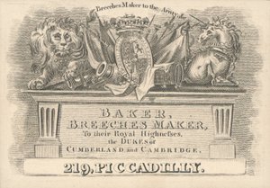 Carte de visite de Baker, fabricant de culottes - English School