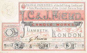 Carte de visite, J C et J Field Candle Works - English School
