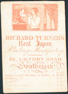 Carte de visite, Richard Turners Real Japan Blacking Manufactory - English School