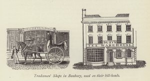 Boutiques de commerçants à Banbury, utilisées sur leurs en-têtes de factures - English School