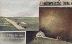 Train traversant Chat Moss et intérieur du tunnel de Wapping, Liverpool - English School