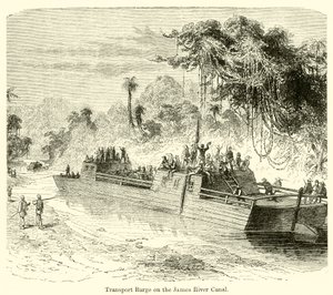 Barge de transport sur le canal de la rivière James - English School