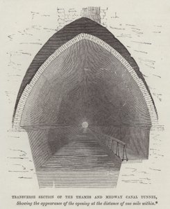 Section transversale du tunnel du canal de la Tamise et de la Medway (gravure)