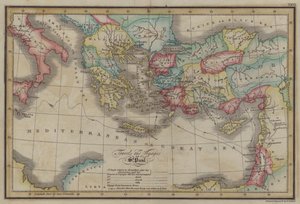 Voyages et voyages de Saint Paul (gravure en couleur) - English School