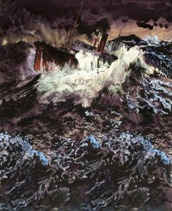 Chalutier dans les mers agitées