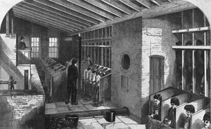 Roue de marche et hangar à chêne à la prison de la ville, Holloway, de 