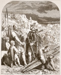 Traité de Hengist et Horsa avec Vortigen, illustration de Cassells Illustrated History of England - English School