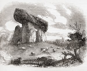 Trethevy Quoit, un tombeau mégalithique en Cornouailles, Angleterre, tiré de Old England: A Pictorial Museum, pub. 1847 - English School