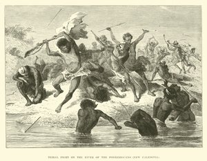 Combat tribal sur la rivière des Ponerihouens, Nouvelle-Calédonie - English School