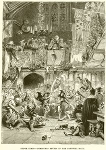 Époque Tudor - Réjouissances de Noël dans le hall baronnial - English School