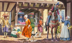 Scène de ville Tudor - English School