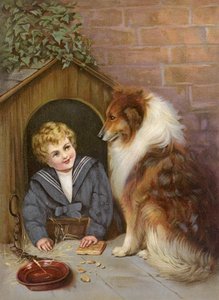 Turned Out - Boy pretending to be Collie dog (litho couleur)