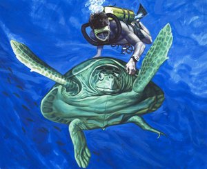 Tortue avec plongeur