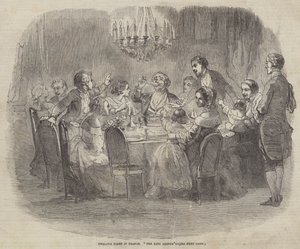 La nuit des Rois en France, "Le roi boit" (gravure) - English School