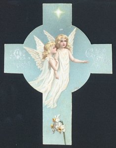 Deux anges, Carte de Noël - English School