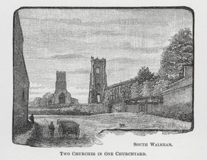 Deux églises dans un cimetière (gravure) - English School