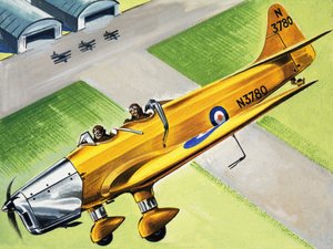 Avion non identifié survolant des hangars