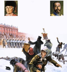 Scène non identifiée de la Révolution russe de 1905 - English School