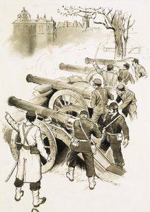 Soldats non identifiés avec des canons - English School