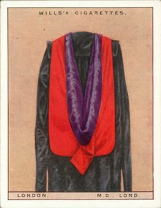Toques et robes universitaires : Université de Londres, Docteur en médecine - English School