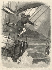 En ballon; Un combat dans les nuages entre deux aérostiers français et prussiens - English School