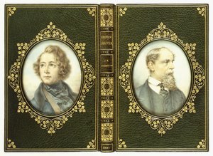Couvertures supérieure et inférieure, avec deux portraits ovales de Charles Dickens