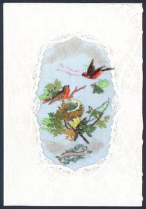 Carte de Saint-Valentin avec une paire de rouges-gorges - English School