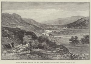 Vallée de la Dee, Braemar, avec Mar Lodge, la résidence des Highlands du duc et de la duchesse de Fife (gravure) - English School