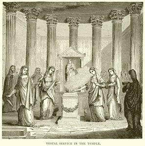 Service vestal dans le temple