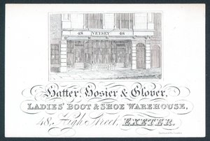 Veysey, chapelier, bonnetier et gantier, carte de visite - English School