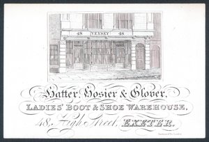 Veysey, chapelier, bonnetier et gantier, carte de visite - English School