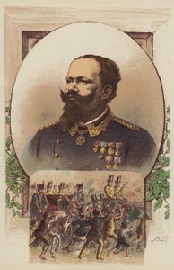 Victor Emmanuel, Garibaldi et le roi à Naples (lithographie couleur)