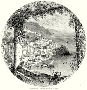 Vue du monastère des Capucins, Amalfi (gravure) - English School