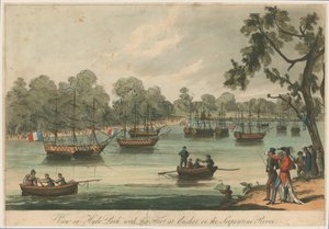 Vue dans Hyde Park avec la flotte à l