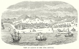 Vue de Calicut au 15e siècle (gravure)