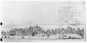 Vue du palais de Hampton Court - English School