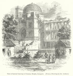 Vue de la porte latérale de Jumma Musjid, Jaunpore (gravure) - English School
