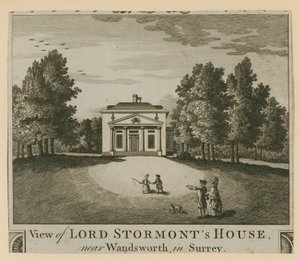 Vue de la maison de Lord Stormont près de Wandsworth dans le Surrey - English School