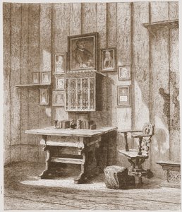 Vue de la chambre de Luther à la Wartburg, montrant la tache d