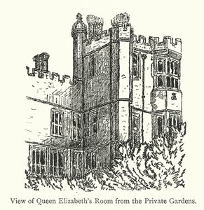 Vue de la chambre de la reine Elizabeth depuis les jardins privés - English School