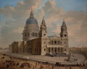 Vue de la Cathédrale Saint-Paul avec des Figures au Premier Plan, c.1725