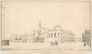 Vue de Westminster Hall, des tribunaux, etc., depuis le nord-ouest - English School