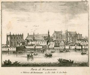 Vue du palais de Westminster, Londres - English School