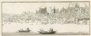 Vue du palais de Westminster, Londres, le 27 mars 1652 - English School