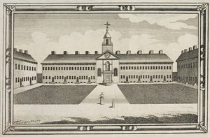 Vue des maisons de retraite de la Ironmongers Company, Kingsland Road, Hackney, vers 1820