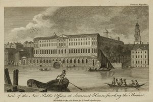 Vue des nouveaux bureaux publics à Somerset House, face à la Tamise - English School
