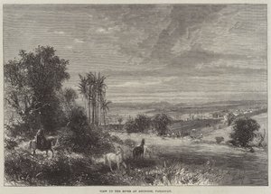 Vue sur la rivière à Asuncion, Paraguay (gravure)