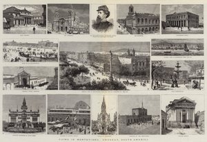 Vues de Montevideo, Uruguay, Amérique du Sud (gravure)