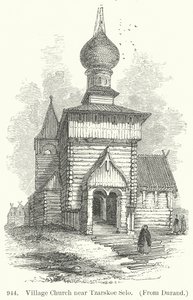 Église de village près de Tzarskoe Selo (gravure) - English School